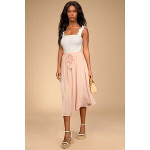 Lulus Blush Pink Tassel Midi Skirt - Size M